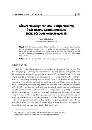Đổi mới giảng dạy các môn Lý luận chính trị ở các trường Đại học, Cao đẳng trong bối cảnh hội nhập quốc tế