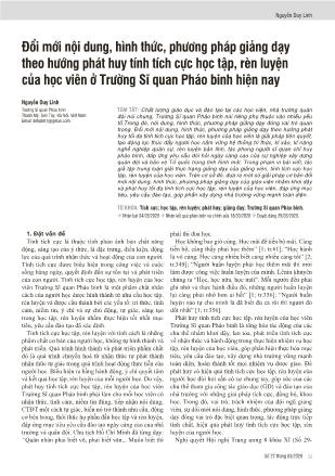 Đổi mới nội dung, hình thức, phương pháp giảng dạy theo hướng phát huy tính tích cực học tập, rèn luyện của học viên ở Trường Sĩ quan Pháo binh hiện nay