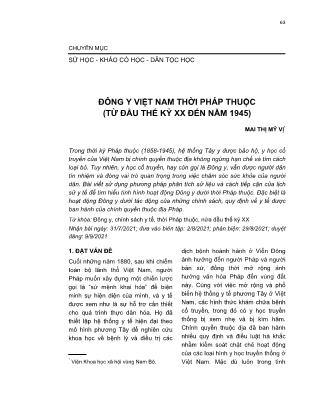Đông y Việt Nam thời Pháp thuộc (từ đầu thế kỷ XX đến năm 1945)