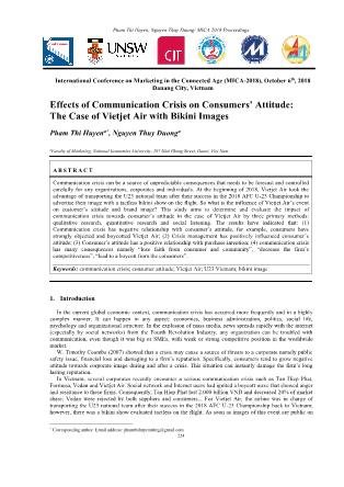 Effects of communication crisis on consumers’ attitude: The case of Vietjet air with bikini images