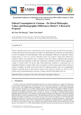 Ethical consumption in Vietnam – do moral philosophy, values and demographics differences matter? A research proposal