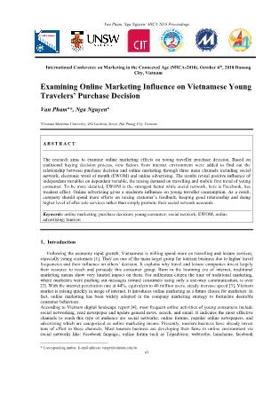 Examining online marketing influence on Vietnamese young travelers’ purchase decision
