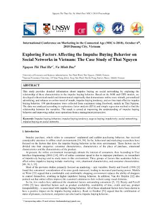 Exploring factors affecting the impulse buying behavior on social networks in Vietnam: The case study of Thai Nguyen