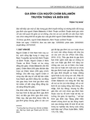 Gia đình của người Chăm Bà La Môn truyền thống và biến đổi