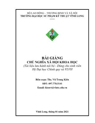 Giáo trình Chủ nghĩa xã hội khoa học - Vũ Trung Kiên