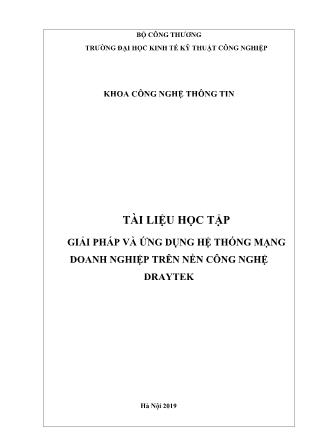 Giáo trình Giải pháp và ứng dụng hệ thống mạng doanh nghiệp trên nền công nghệ Draytek (Phần 1)