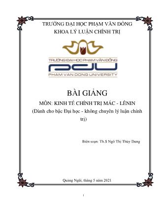 Giáo trình Kinh tế chính trị Mác-Lênin - Ngô Thị Thùy Dung