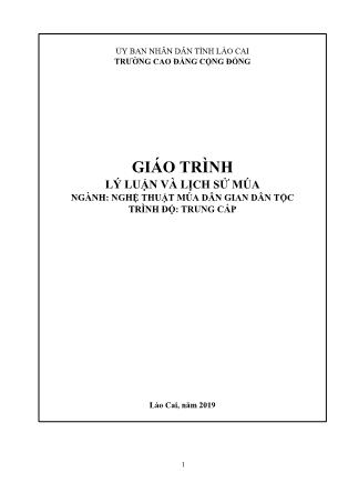 Giáo trình Lý luận và lịch sử múa