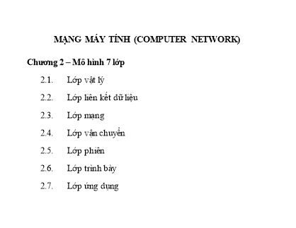 Giáo trình Mạng máy tính - Chương 2: Mô hình 7 lớp