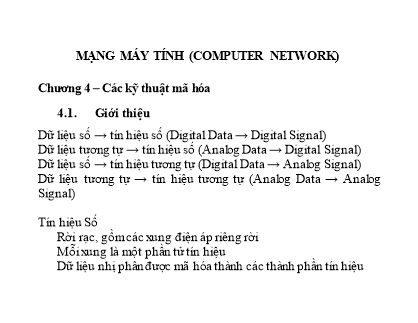 Giáo trình Mạng máy tính - Chương 4: Các kỹ thuật mã hóa