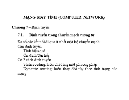 Giáo trình Mạng máy tính - Chương 7: Định tuyến