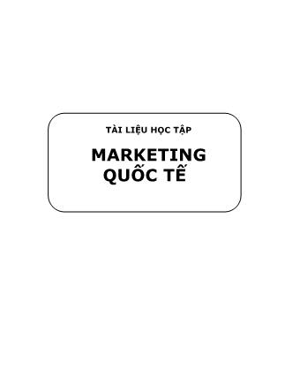Giáo trình Marketing quốc tế