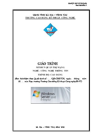 Giáo trình nghề Công nghệ thông tin - Môđun: Quản trị mạng