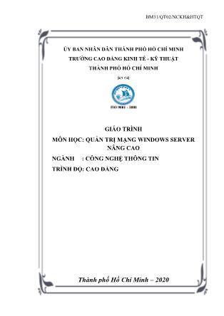 Giáo trình nghề Công nghệ thông tin - Quản trị mạng Windows Server nâng cao