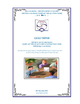 Giáo trình nghề Kỹ thuật sửa chữa, lắp ráp máy tính - Môđun: Quản trị mạng (Phần 1)