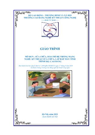 Giáo trình nghề Kỹ thuật sửa chữa, lắp ráp máy tính - Môđun: Sửa chữa, bảo trì hệ thống mạng