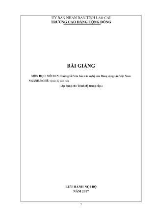 Giáo trình nghề Quản lý văn hóa - Môđun: Đường lối Văn hóa văn nghệ của Đảng cộng sản Việt Nam
