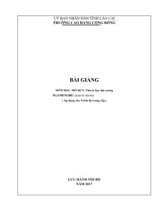 Giáo trình nghề Quản lý văn hóa - Môđun: Tâm lý học đại cương