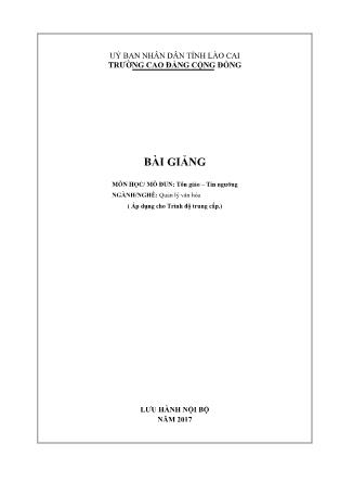 Giáo trình nghề Quản lý văn hóa - Môđun: Tôn giáo. Tín ngưỡng