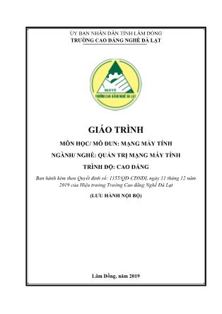 Giáo trình nghề Quản trị mạng máy tính - Môđun: Mạng máy tính (Phần 1)
