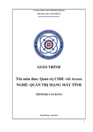 Giáo trình nghề Quản trị mạng máy tính - Môđun: Quản trị CSDL với Access