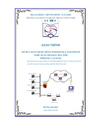 Giáo trình nghề Quản trị mạng máy tính - Môđun: Quản trị hệ thống Webserver và Mailserver (Phần 1)