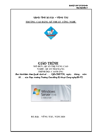 Giáo trình nghề Quản trị mạng - Môđun: Quản trị nâng cao