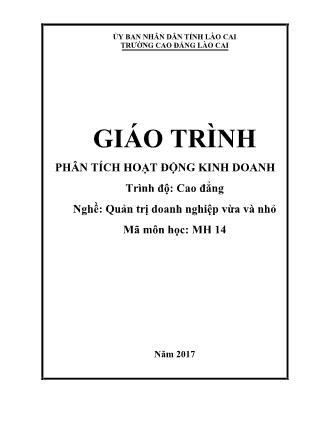 Giáo trình nghề Quản trị nhà hàng - Phân tích hoạt động kinh doanh - Trường Cao đẳng Lào Cai