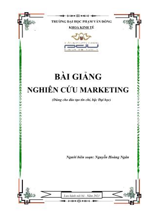 Giáo trình Nghiên cứu marketing - Trường Đại học Phạm Văn Đồng