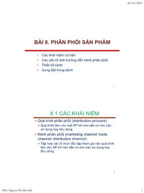 Giáo trình Nguyên lý marketing - Bài 8: Phân phối sản phẩm - Nguyễn Thị Mai Anh
