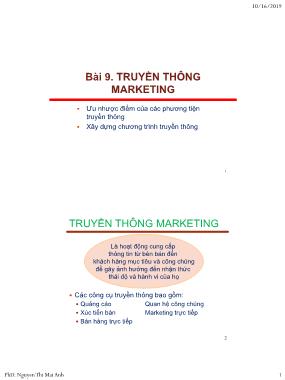 Giáo trình Nguyên lý marketing - Bài 9: Truyền thông marketing - Nguyễn Thị Mai Anh