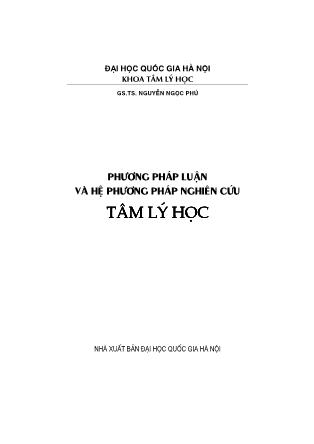Giáo trình Phương pháp luận và hệ phương pháp nghiên cứu Tâm lí học (Phần 1)