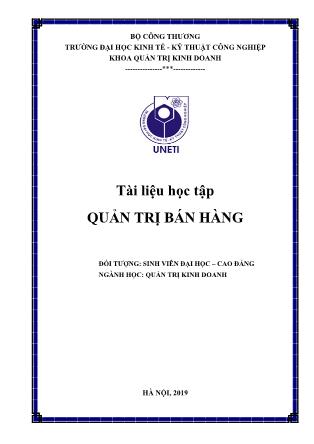 Giáo trình Quản trị bán hàng (Phần 1) - Trường Đại học Kinh tế Kỹ thuật Công nghiệp