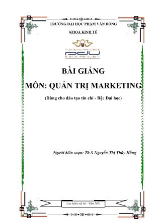 Giáo trình Quản trị marketing - Trường Đại học Phạm Văn Đồng