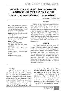 Góc nhìn đa chiều về mô hình, các công cụ hoạch định, các cấp độ và các rào cản cho sự lựa chọn chiến lược trong tổ chức