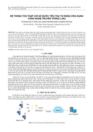 Hệ thống thu thập chỉ số nước tiêu thụ tự động ứng dụng công nghệ truyền thông LoRa