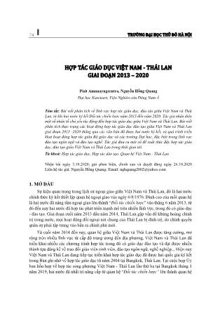 Hợp tác giáo dục Việt Nam - Thái Lan giai đoạn 2013 – 2020
