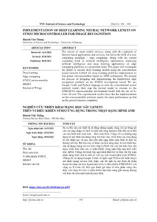 Implementation of deep learning neural network lenet5 on stm32 microcontroller for image recognition