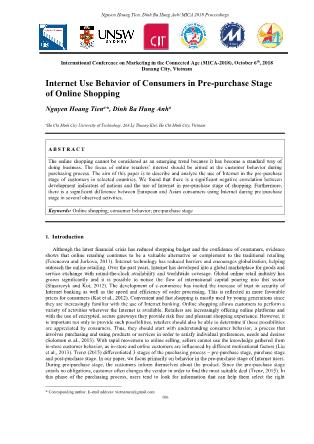 Internet use behavior of consumers in pre-purchase stage of online shopping