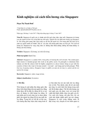Kinh nghiệm cải cách tiền lương của Singapore
