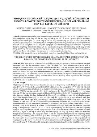 Mối quan hệ giữa chất lượng dịch vụ, sự hài lòng khách hàng và lòng trung thành khách hàng đối với cửa hàng tiện lợi tại thành phố Hồ Chí Minh