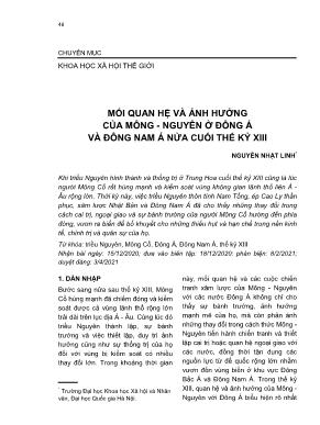 Mối quan hệ và ảnh hưởng của Mông - Nguyên ở Đông Á và Đông Nam Á nửa cuối thế kỷ XVIII