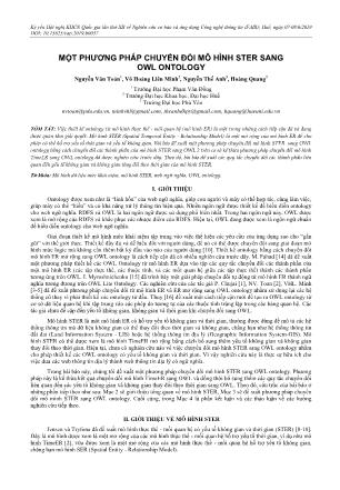 Một phương pháp chuyển đổi mô hình Ster Sang Owl Ontology