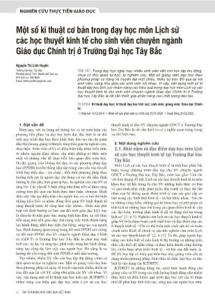 Một số kĩ thuật cơ bản trong dạy học môn Lịch sử các học thuyết kinh tế cho sinh viên chuyên ngành Giáo dục Chính trị ở Trường Đại học Tây Bắc