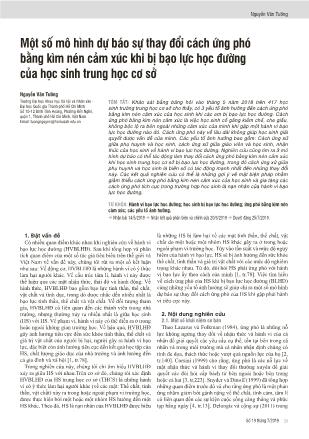 Một số mô hình dự báo sự thay đổi cách ứng phó bằng kìm nén cảm xúc khi bị bạo lực học đường của học sinh Trung học Cơ sở