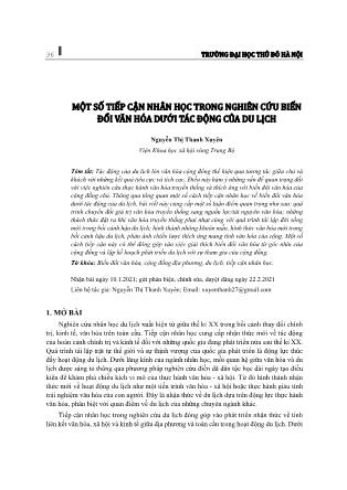 Một số tiếp cận nhân học trong nghiên cứu biến đổi văn hóa dưới tác động của du lịch