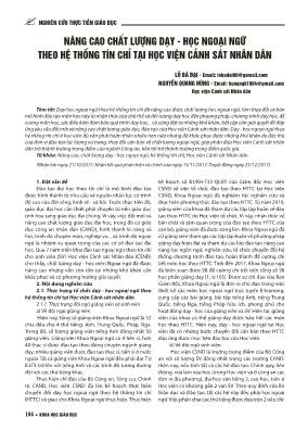 Nâng cao chất lượng dạy - học ngoại ngữ theo hệ thống tín chỉ tại Học viện Cảnh sát nhân dân