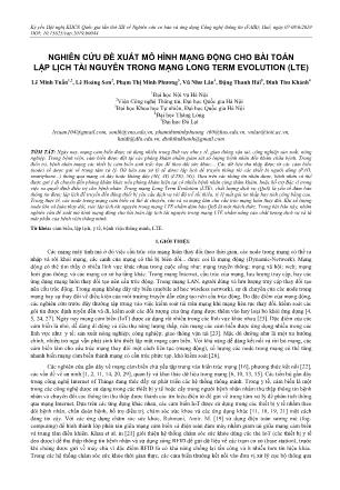 Nghiên cứu đề xuất mô hình mạng động cho bài toán lập lịch tài nguyên trong mạng long term evolution (LTE)
