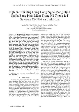 Nghiên cứu ứng dụng công nghệ mạng định nghĩa bằng phần mềm trong hệ thống IoT gateway cỡ nhỏ và linh hoạt