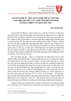 Người nghệ sĩ - nhà giáo nghệ thuật với việc làm theo di chúc của chủ tịch Hồ Chí Minh về phát triển văn hóa dân tộc
